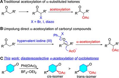 Hypervalent Iodine-Mediated Diastereoselective α-Acetoxylation of Cyclic Ketones